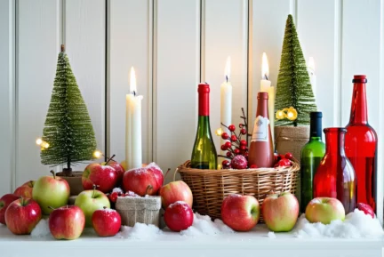 Créer des décorations de Noël avec des matériaux de récupération : pommes de pin, bouteilles en plastique, chutes de laine.