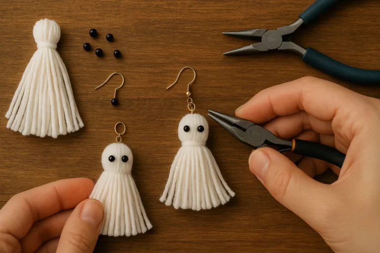 Créez vos boucles d’oreilles fantômes en pompon à faire soi-même