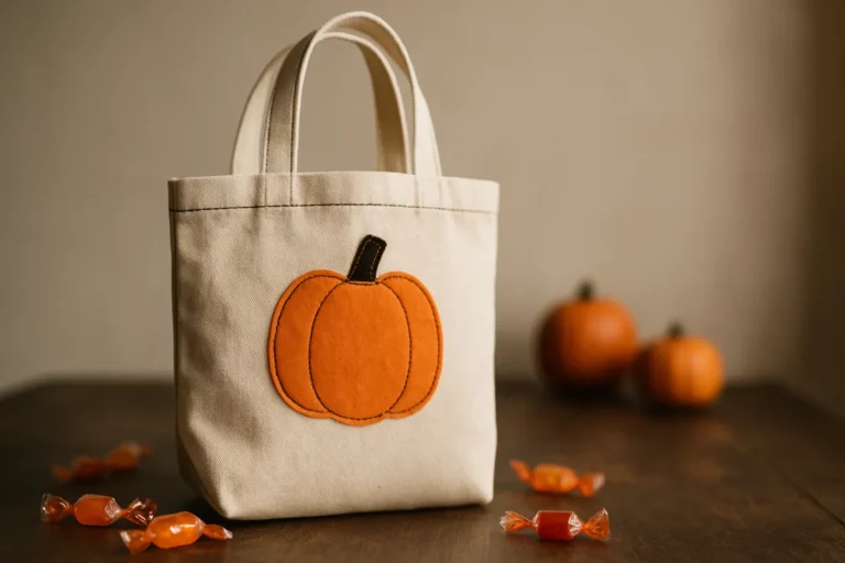 Tote bag “bonbons ou sort” : applique simple et surpiqûres déco