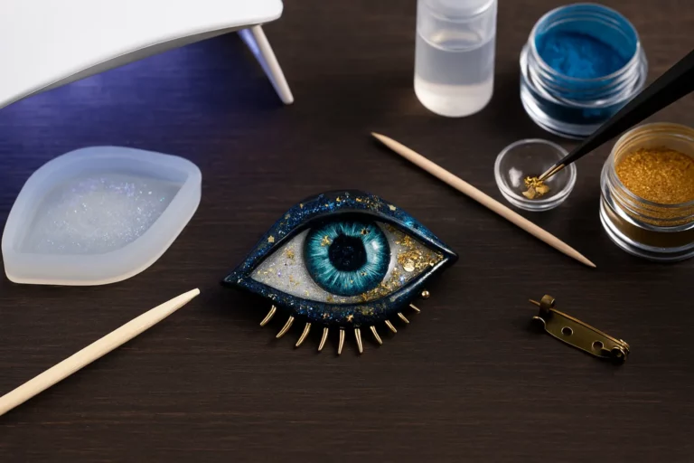 Une broche œil mystique en résine UV DIY étape par étape