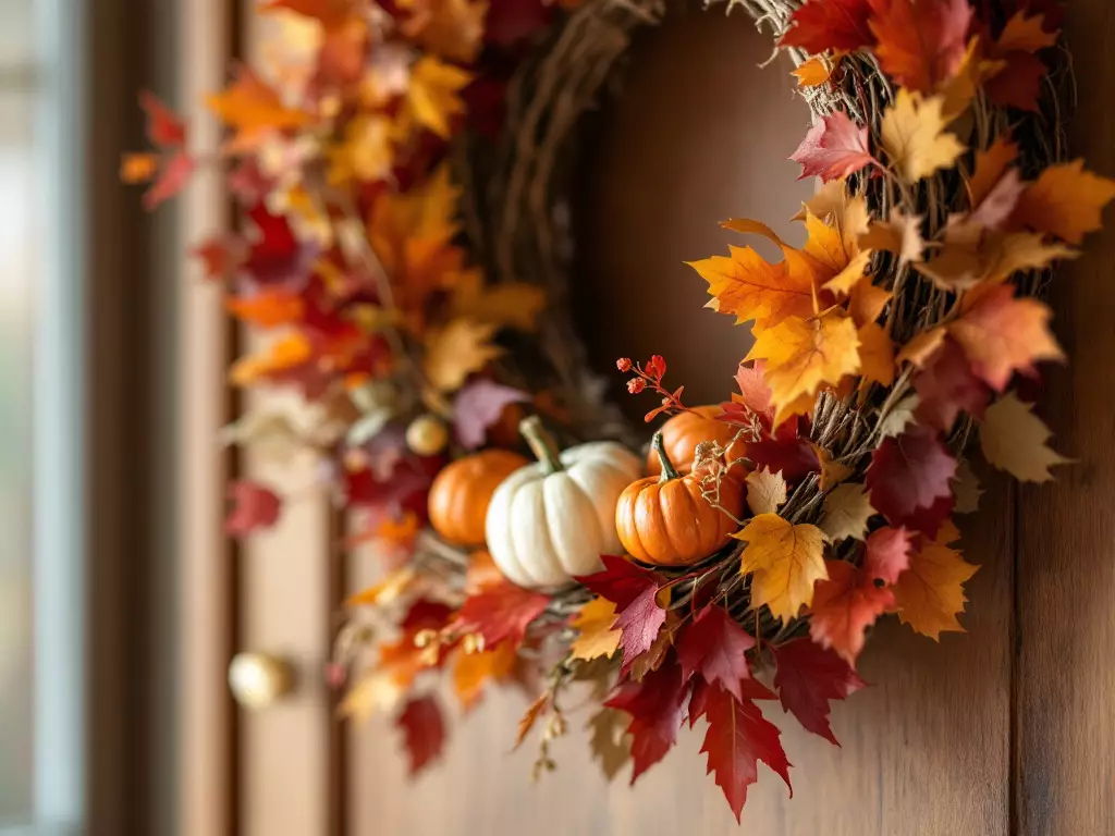 Déco d'automne : une couronne de feuilles séchées et citrouilles peintes — tutoriel DIY Marché des Créateurs